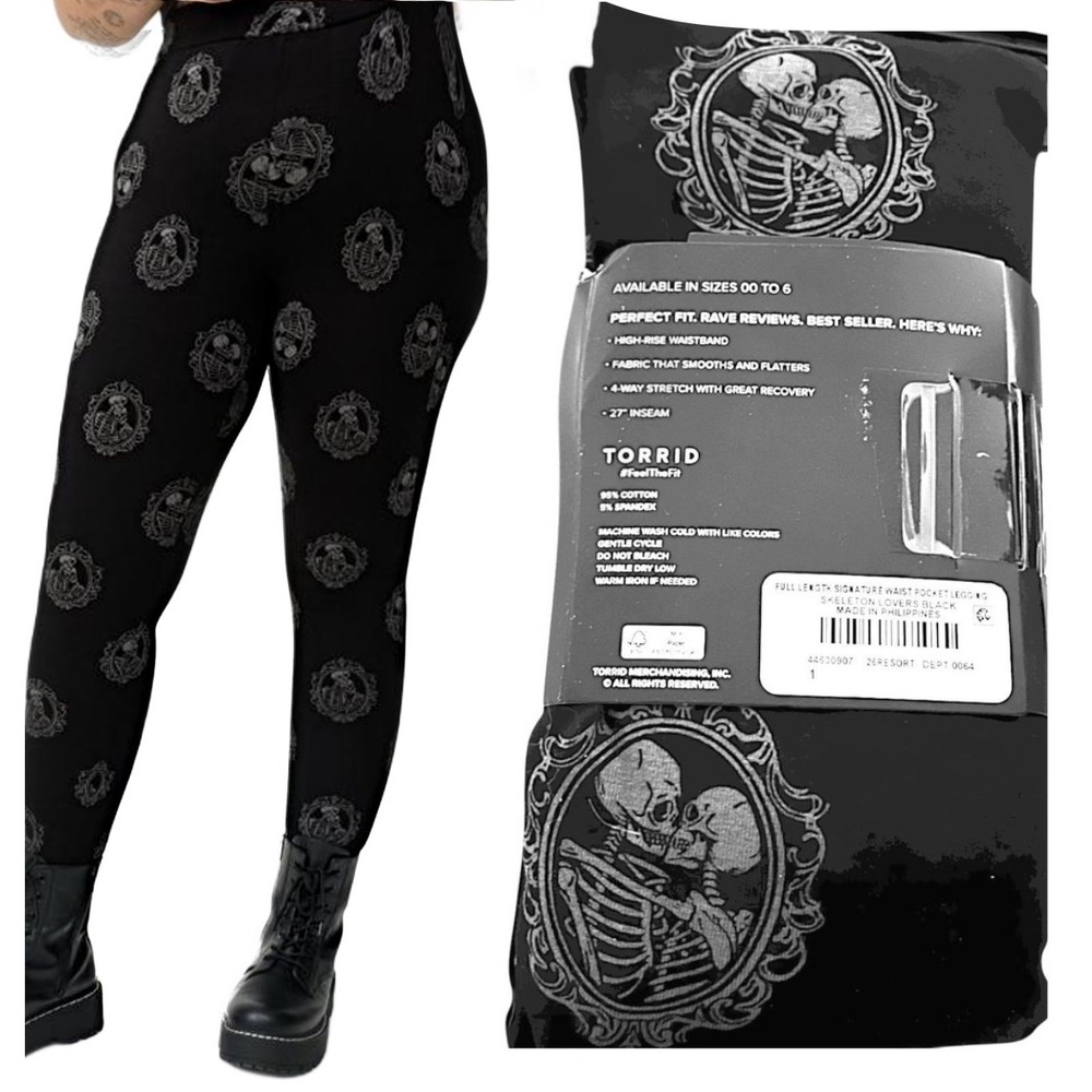 TORRID "Skeleton Lovers" Full Length Leggings w/Pockets NWT‎ Size 3X - Picture 2 of 8